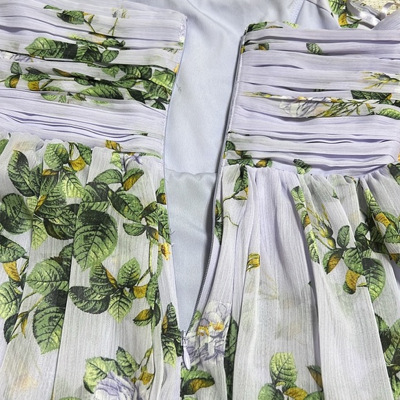 WHBM Floral Lavender strapless Maxi Dress women size 0 - Picture 10 of 11